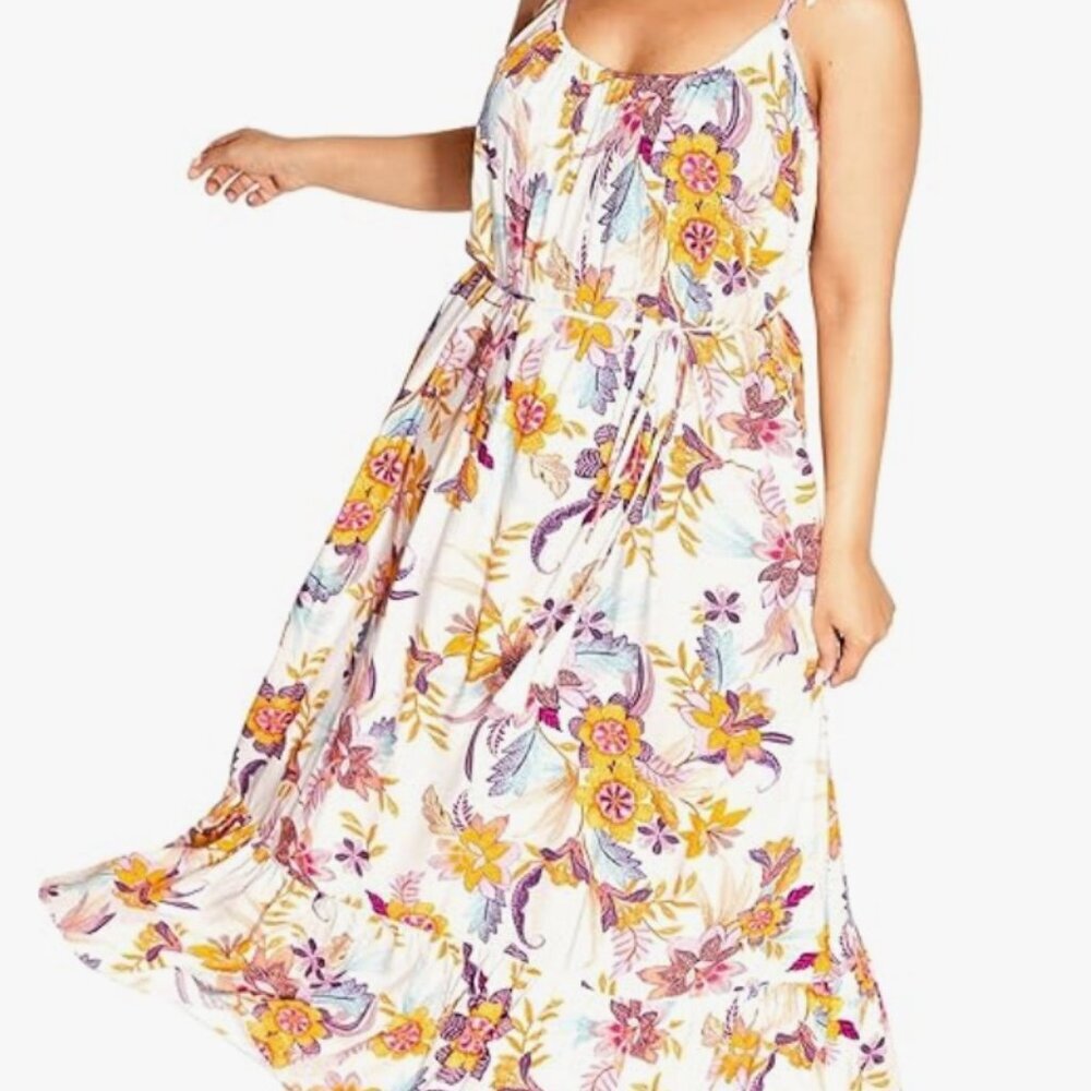 NWT City Chic Maxi Tilly Print Dress Size Large